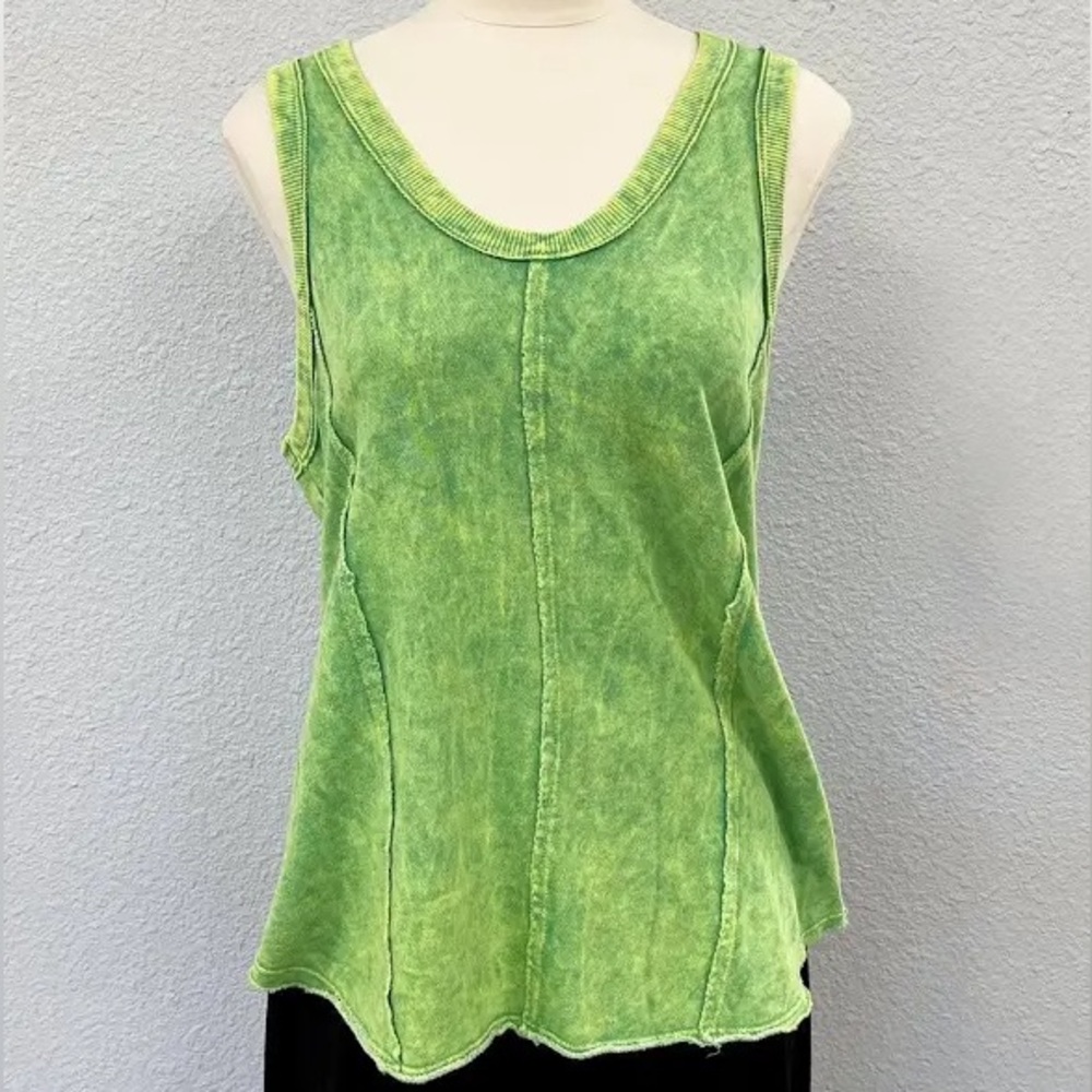 Love Vintage Brand Razor back distressed wash tank green